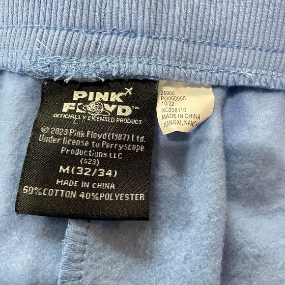 PINK FLOYD Mens Size M Graphic “Wish You Were Here” Sweatpants Joggers- Sky Blue - Picture 6 of 8